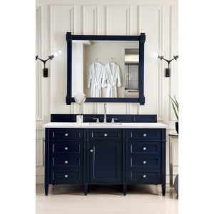 Brittany 60" Single Vanity in Victory Blue with Arctic Fall Solid Surface Top