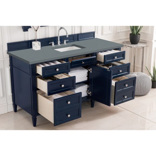 Brittany 60" Single Vanity in Victory Blue with Cala Blue Quartz Top