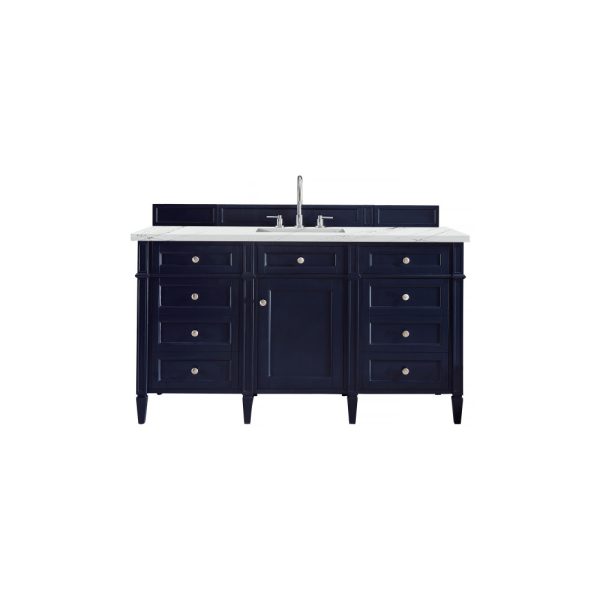 Brittany 60" Single Vanity in Victory Blue with Ethereal Noctis Quartz Top
