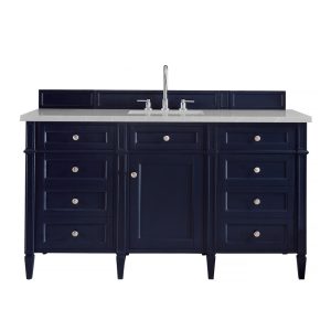 Brittany 60" Single Vanity in Victory Blue with Eternal Serena Quartz Top
