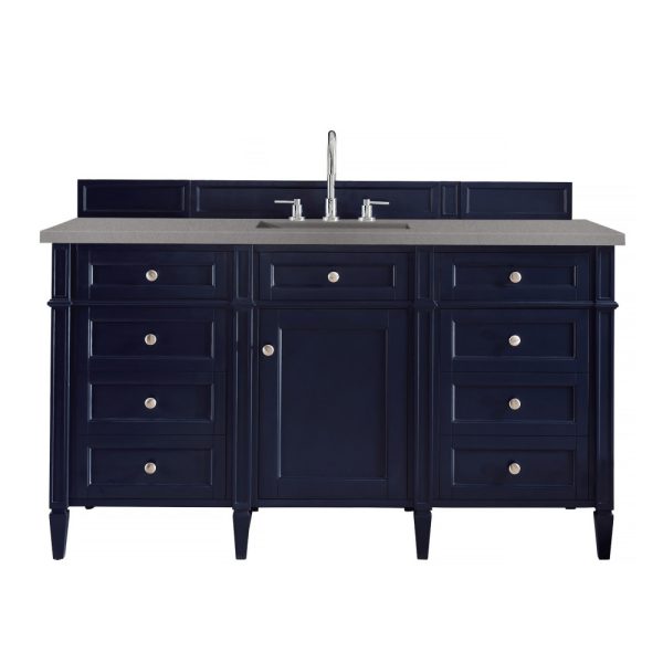 Brittany 60" Single Vanity in Victory Blue with Grey Expo Quartz Top