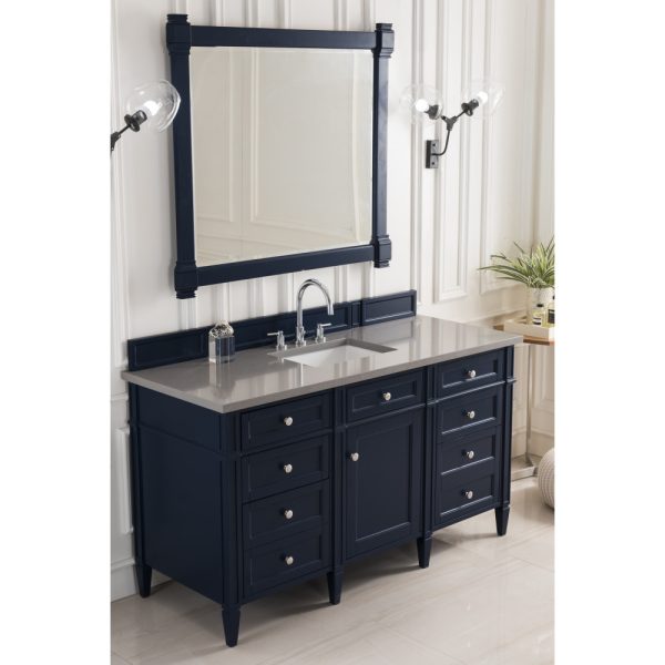 Brittany 60" Single Vanity in Victory Blue with Grey Expo Quartz Top