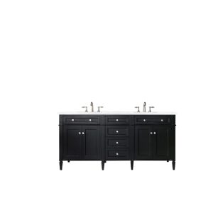Brittany 72" Double Vanity in Black Onyx with Arctic Fall Solid Surface Top