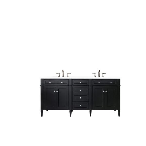 Brittany 72" Double Vanity in Black Onyx with White Zeus Quartz Top