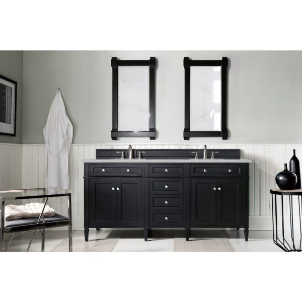 Brittany 72" Double Vanity in Black Onyx with Eternal Serena Quartz Top