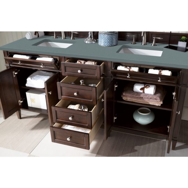 Brittany 72" Double Vanity in Burnished Mahogany with Cala Blue Quartz Top