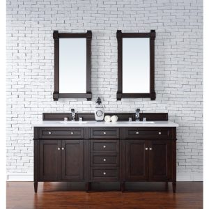 Brittany 72" Double Vanity in Burnished Mahogany with White Zeus Quartz Top