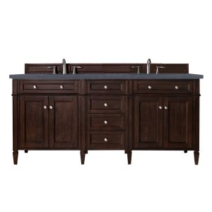 Brittany 72" Double Vanity in Burnished Mahogany with Charcoal Soapstone Quartz Top
