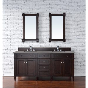 Brittany 72" Double Vanity in Burnished Mahogany with Grey Expo Quartz Top