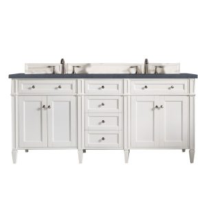 Brittany 72" Double Vanity in Bright White Vanity with Charcoal Soapstone Quartz Top