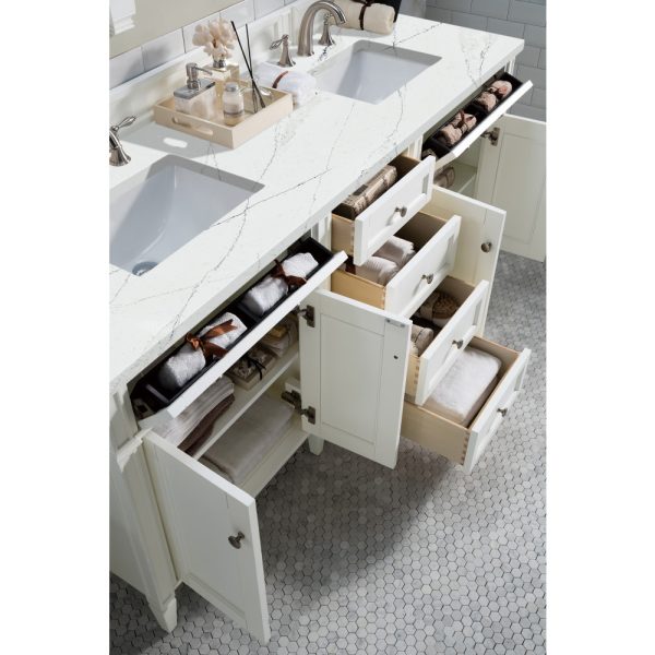 Brittany 72" Double Vanity in Bright White Vanity with Ethereal Noctis Quartz Top