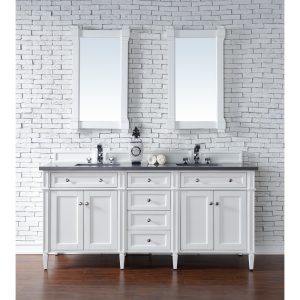 Brittany 72" Double Vanity in Bright White Vanity with Charcoal Soapstone Quartz Top