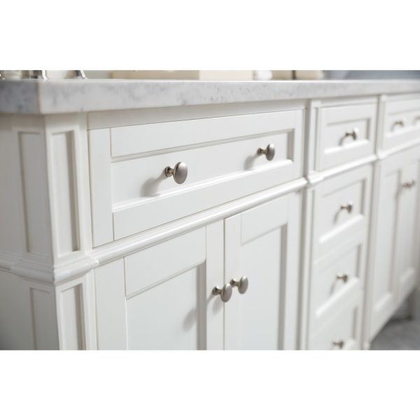 Brittany 72" Double Vanity in Bright White Vanity with Carrara Marble Top