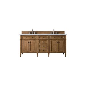 Brittany 72" Double Vanity in Saddle Brown with Arctic Fall Solid Surface Top