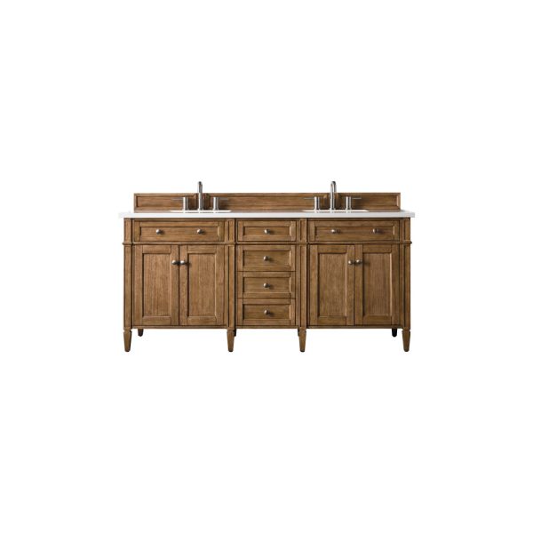 Brittany 72" Double Vanity in Saddle Brown with White Zeus Quartz Top