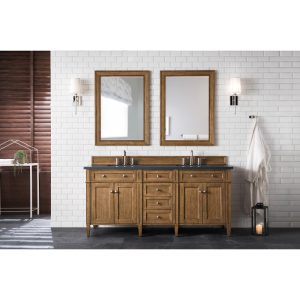 Brittany 72" Double Vanity in Saddle Brown with Charcoal Soapstone Quartz Top