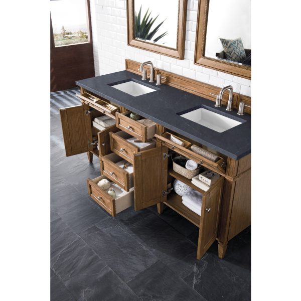 Brittany 72" Double Vanity in Saddle Brown with Charcoal Soapstone Quartz Top