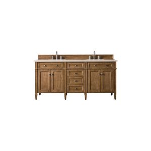 Brittany 72" Double Vanity in Saddle Brown with Eternal Marfil Quartz Top