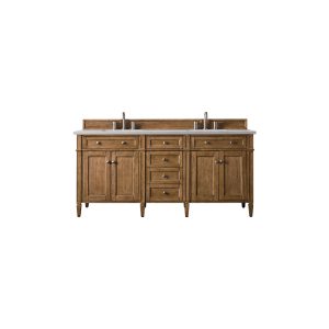 Brittany 72" Double Vanity in Saddle Brown with Eternal Serena Quartz Top