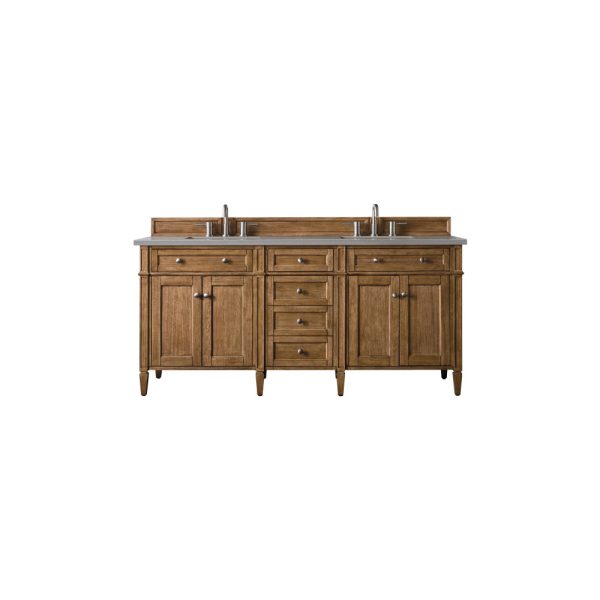 Brittany 72" Double Vanity in Saddle Brown with Grey Expo Quartz Top