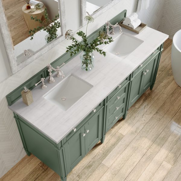 Brittany 72" Double Vanity in Smokey Celadon with Arctic Fall Top