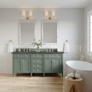 Brittany 72" Double Vanity in Smokey Celadon with Charcoal Soapstone Top