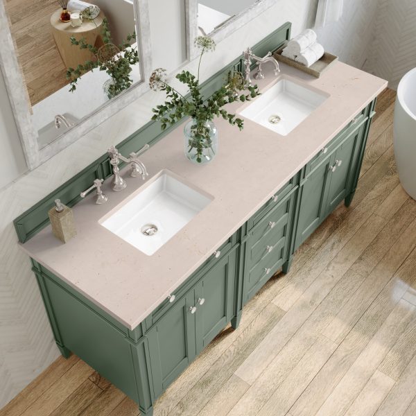 Brittany 72" Double Vanity in Smokey Celadon with Eternal Marfil Top