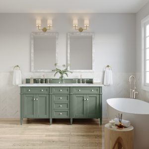 Brittany 72" Double Vanity in Smokey Celadon with Ethereal Noctis Top