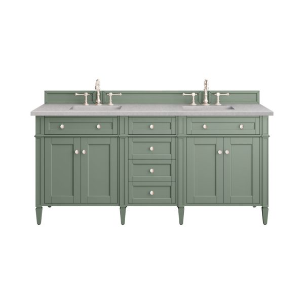 Brittany 72" Double Vanity in Smokey Celadon with Eternal Serena Top