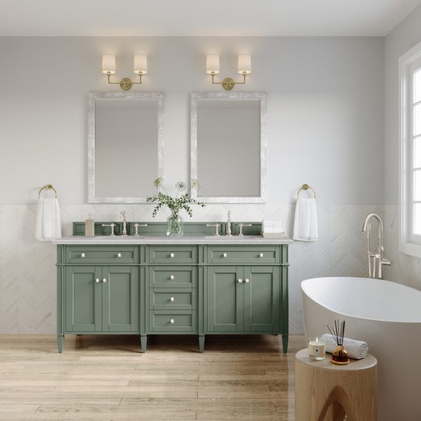 Brittany 72" Double Vanity in Smokey Celadon with Eternal Serena Top