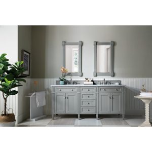 Brittany 72" Double Vanity in Urban Gray with Carrara Marble Top
