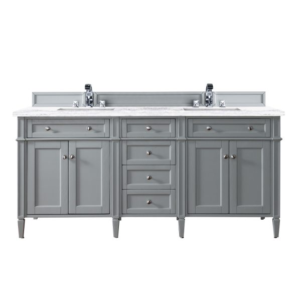 Brittany 72" Double Vanity in Urban Gray with Arctic Fall Solid Surface Top