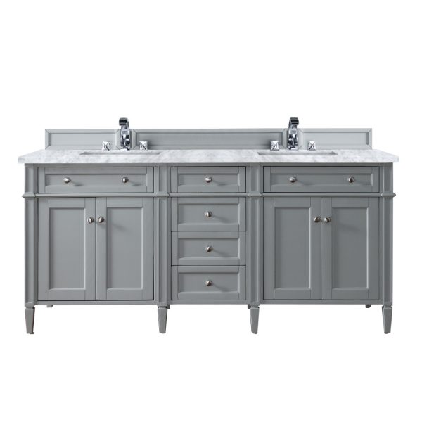 Brittany 72" Double Vanity in Urban Gray with Carrara Marble Top
