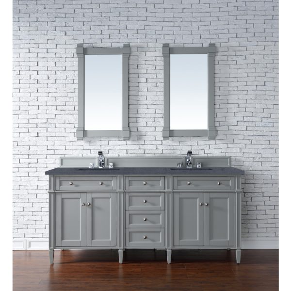 Brittany 72" Double Vanity in Urban Gray with Charcoal Soapstone Quartz Top