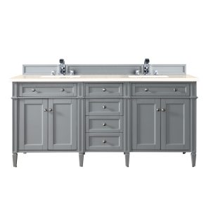 Brittany 72" Double Vanity in Urban Gray with Eternal Marfil Quartz Top