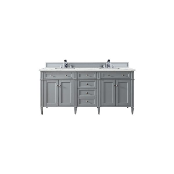Brittany 72" Double Vanity in Urban Gray with Ethereal Noctis Quartz Top
