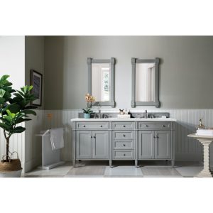 Brittany 72" Double Vanity in Urban Gray with Ethereal Noctis Quartz Top