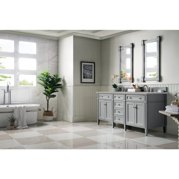 Brittany 72" Double Vanity in Urban Gray with Eternal Serena Quartz Top