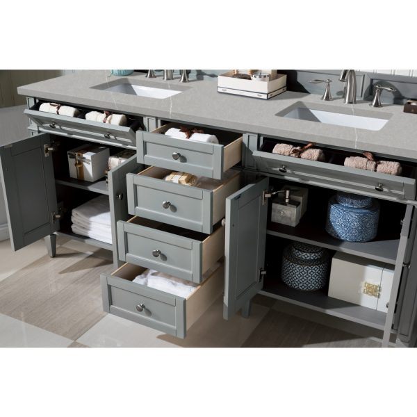 Brittany 72" Double Vanity in Urban Gray with Eternal Serena Quartz Top