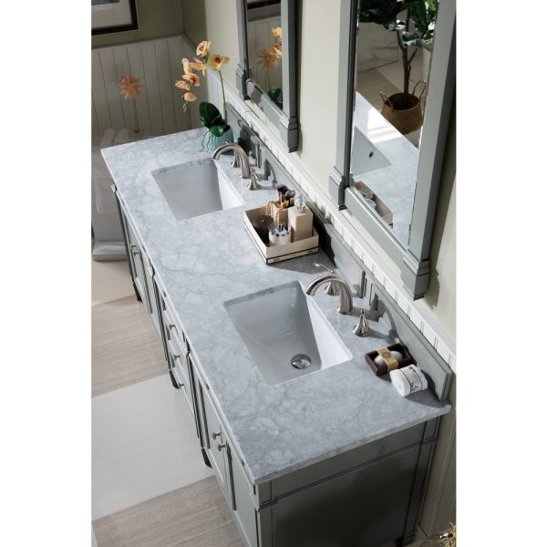 Brittany 72" Double Vanity in Urban Gray with Carrara Marble Top
