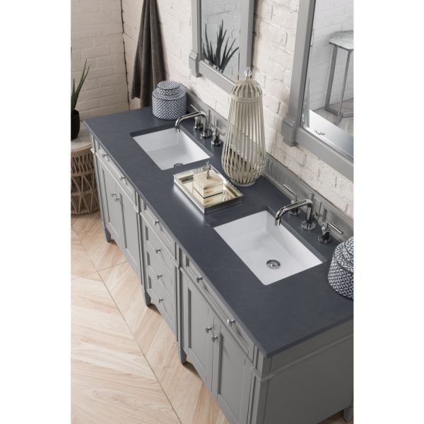 Brittany 72" Double Vanity in Urban Gray with Charcoal Soapstone Quartz Top