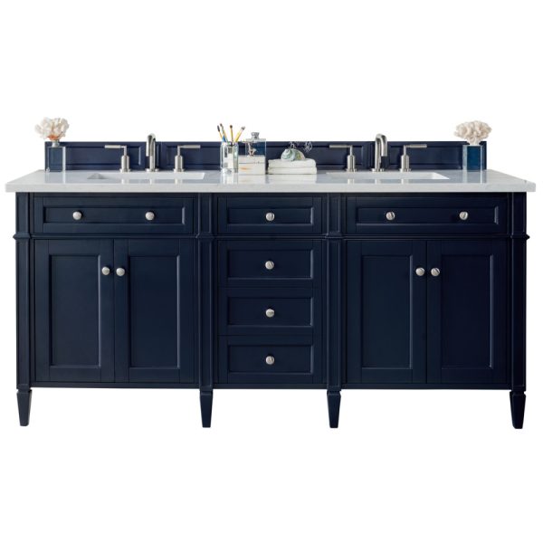Brittany 72" Double Vanity in Victory Blue with Carrara Marble Top