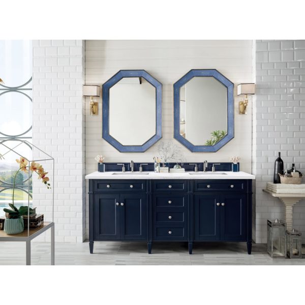 Brittany 72" Double Vanity in Victory Blue with Arctic Fall Solid Surface Top