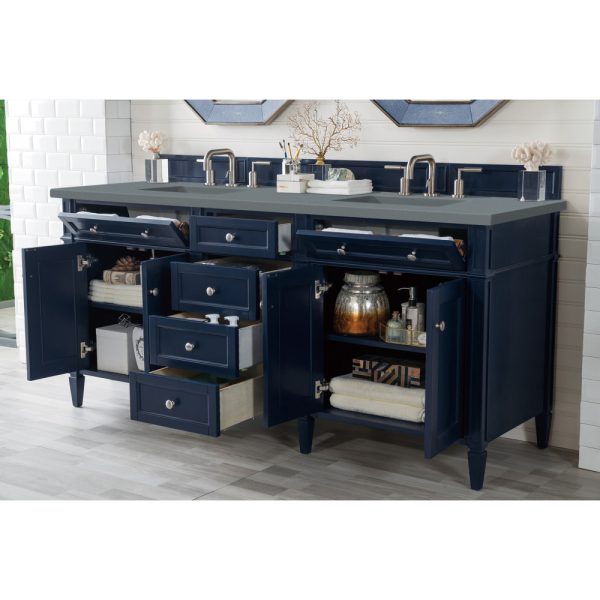 Brittany 72" Double Vanity in Victory Blue with Cala Blue Quartz Top
