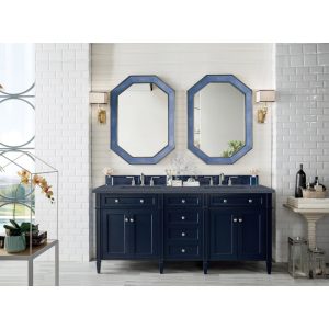 Brittany 72" Double Vanity in Victory Blue with Charcoal Soapstone Quartz Top