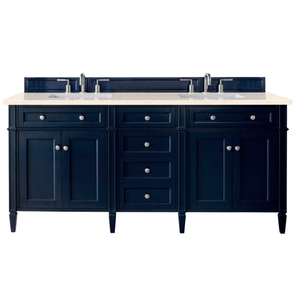 Brittany 72" Double Vanity in Victory Blue with Eternal Marfil Quartz Top