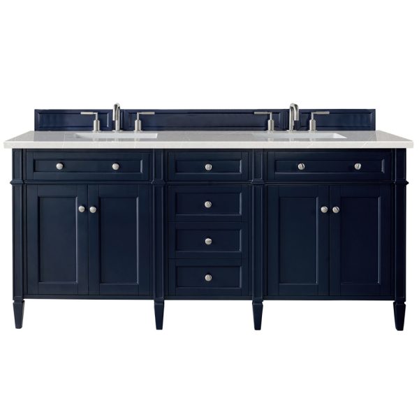 Brittany 72" Double Vanity in Victory Blue with Eternal Serena Quartz Top