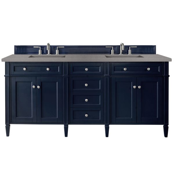Brittany 72" Double Vanity in Victory Blue with Grey Expo Quartz Top