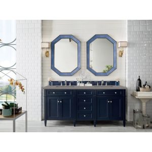 Brittany 72" Double Vanity in Victory Blue with Grey Expo Quartz Top