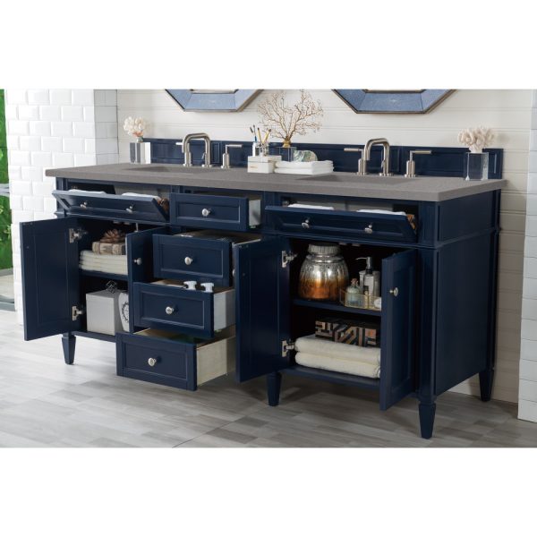 Brittany 72" Double Vanity in Victory Blue with Grey Expo Quartz Top